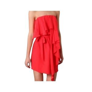 Haute Hippie Strapless Coral Silk Dress (No Belt) Size Medium